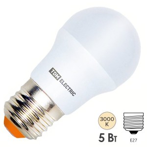 Отзывы Лампа светодиодная FG45-5 Вт-220 В-3000 К–E27 TDM