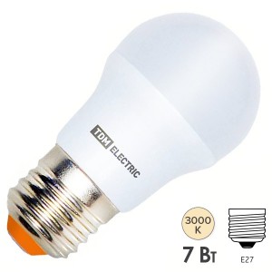 Отзывы Лампа светодиодная FG45-7 Вт-230 В-3000 К–E27 TDM