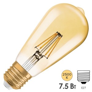 Лампа филаментная светодиодная капля Osram LED Vintage CLAS 1906 LED DIM GOLD 55 7,5W/825 E27 725Lm
