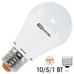 Лампа светодиодная А60 10W 3000K 230V E27 DIM (3 режима яркости) TDM