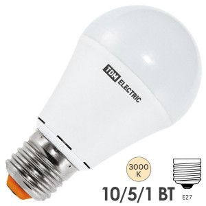 Купить Лампа светодиодная А60 10W 3000K 230V E27 DIM (3 режима яркости) TDM