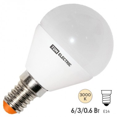 Обзор Лампа светодиодная FG45 6W 3000K 230V E14 DIM (3 режима яркости) TDM