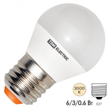 Отзывы Лампа светодиодная FG45 6W 3000K 230V E27 DIM (3 режима яркости) TDM
