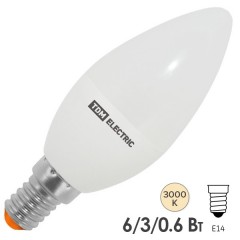 Лампа светодиодная С37 6W 3000K 230V E14 DIM (3 режима яркости) TDM