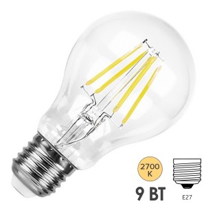 Лампа филаментная светодиодная Feron LB-63 A60 9W 2700K 230V 930lm E27 filament теплый свет