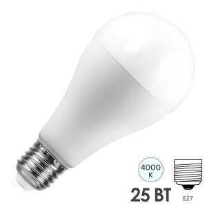 Обзор Лампа светодиодная Feron LB-100 A65 25W 4000K 230V E27 белый свет