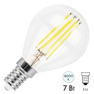Купить Лампа филаментная светодиодная шарик Feron LB-52 G45 7W 4000K 230V E14 filament белый свет