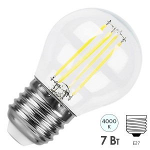 Лампа филаментная светодиодная шарик Feron LB-52 G45 7W 4000K 230V E27 filament белый свет