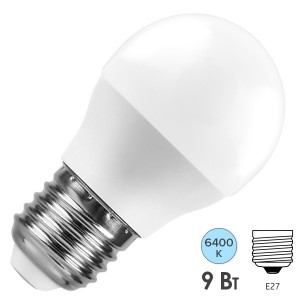 Купить Лампа светодиодная шарик Feron LB-550 G45 9W 6400K 230V E27 холодный свет