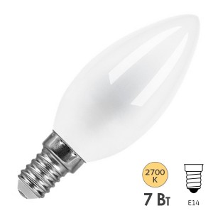 Лампа филаментная светодиодная свеча матовая Feron LB-66 7W 2700K 230V 710lm E14 filament теплый