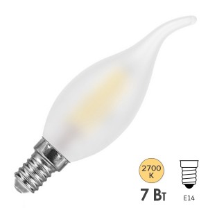 Лампа филаментная светодиодная свеча на ветру матовая Feron LB-67 7W 2700K 230V 710lm E14 filament