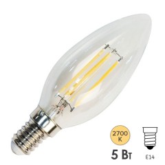 Лампа филаментная светодиодная свеча Feron LB-68 5W 2700K 230V 530lm E14 DIM filament теплый свет