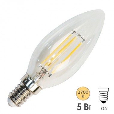 Отзывы Лампа филаментная светодиодная свеча Feron LB-68 5W 2700K 230V 530lm E14 DIM filament теплый свет