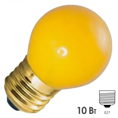 Обзор Лампа накаливания e27 10 Вт желтая колба