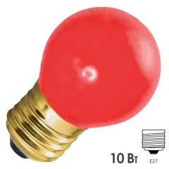 Лампа накаливания e27 10 Вт красная колба