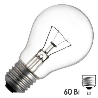 Купить Лампа накаливания 12В 60Вт Е27 прозрачная (МО 12-60)