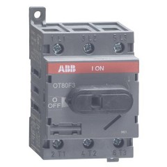 Рубильник OT80F3 до 80А 3х полюсный для установки на DIN-рейку или плату (с резервной ручкой)
