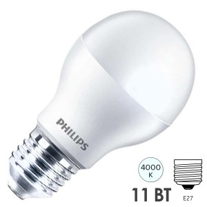Лампа светодиодная Philips ESSENTIAL LEDBulb A60 11-95W E27 4000K 220V 1250lm белый свет