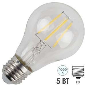Лампа филаментная светодиодная груша ЭРА F-LED A60-5W-840-E27 528985