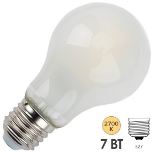 Купить Лампа филаментная светодиодная груша ЭРА F-LED A60-7W-827-E27 frost 743178