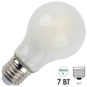 Лампа филаментная светодиодная груша ЭРА F-LED A60-7W-840-E27 frost 743208