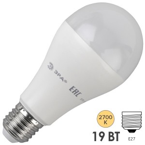 Лампа светодиодная груша ЭРА LED A65-19W-827-E27 теплый свет 711689