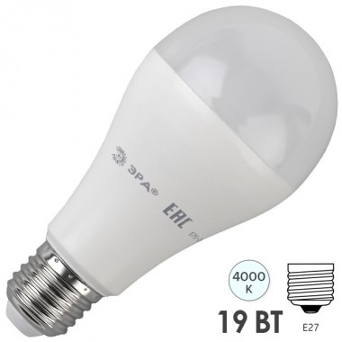 Отзывы Лампа светодиодная груша ЭРА LED A65-19W-840-E27 белый свет 711696