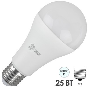 Обзор Лампа светодиодная груша ЭРА LED A65-25W-840-E27 белый свет 742706