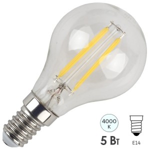 Купить Лампа филаментная светодиодная шарик ЭРА F-LED P45-5W-840-E14 filament белый свет 528947