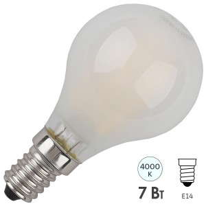 Купить Лампа филаментная светодиодная шарик ЭРА F-LED P45-7W-840-E14 frost filament белый свет 576658
