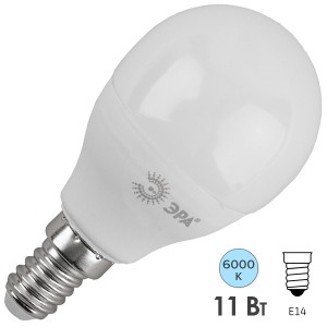 Лампа светодиодная шарик ЭРА LED P45-11W-860-E14 холодный свет 732608