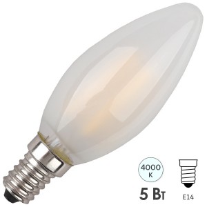 Купить Лампа филаментная светодиодная свеча ЭРА F-LED B35-5W-840-E14 frost filament белый свет 575675