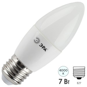 Лампа светодиодная свеча ЭРА LED B35-7W-840-E27 белый свет 556117