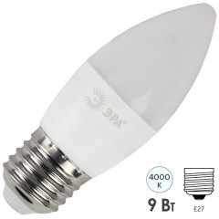 Лампа светодиодная свеча ЭРА LED B35-9W-840-E27 белый свет 576719