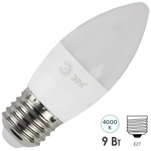 Лампа светодиодная свеча ЭРА LED B35-9W-840-E27 белый свет 576719