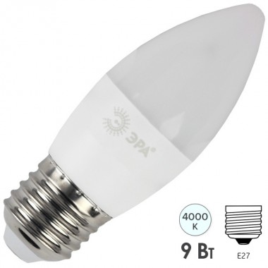 Отзывы Лампа светодиодная свеча ЭРА LED B35-9W-840-E27 белый свет 576719
