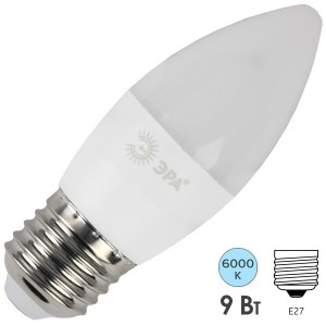 Обзор Лампа светодиодная свеча ЭРА LED B35-9W-860-E27 холодный свет 700355