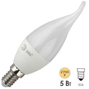 Лампа светодиодная свеча на ветру ЭРА LED BXS-5W-827-E14 теплый свет 576726