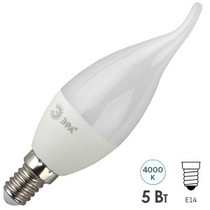 Лампа светодиодная свеча на ветру ЭРА LED BXS-5W-840-E14 белый свет 576733