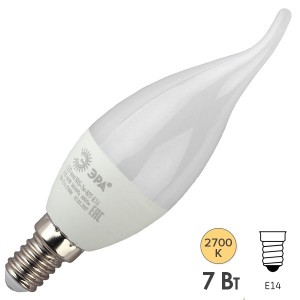 Лампа светодиодная свеча на ветру ЭРА LED BXS-7W-827-E14 теплый свет 604700