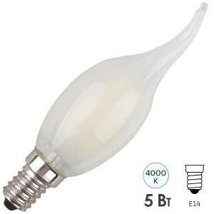 Лампа филаментная светодиодная свеча на ветру ЭРА F-LED BXS-5W-840-E14 frost fil белый свет 576504