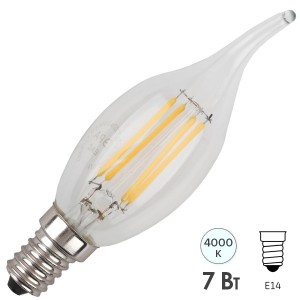 Лампа филаментная светодиодная свеча на ветру ЭРА F-LED BXS-7W-840-E14 filament белый свет 576542
