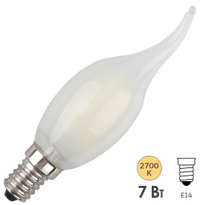 Лампа филаментная светодиодная свеча на ветру ЭРА F-LED BXS-7W-827-E14 frost fil теплый свет 576528