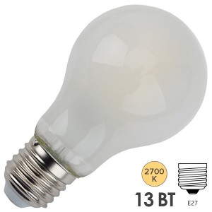 Лампа филаментная светодиодная груша ЭРА F-LED A60-13W-827-E27 frost 059025