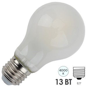 Лампа филаментная светодиодная груша ЭРА F-LED A60-13W-840-E27 frost 059087