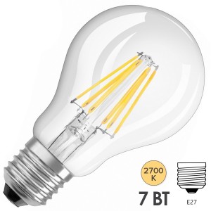 Лампа филаментная светодиодная Osram LED VALUE CLAS A 7W (60W) 827 230V FIL E27 806lm Filament