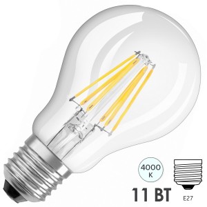 Обзор Лампа филаментная светодиодная Osram LED VALUE CLAS A 11W (100W) 840 230V FIL E27 1420lm Filament