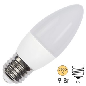 Лампа светодиодная свеча FL-LED C37 9W E27 2700К 220V 840Lm 37x100mm