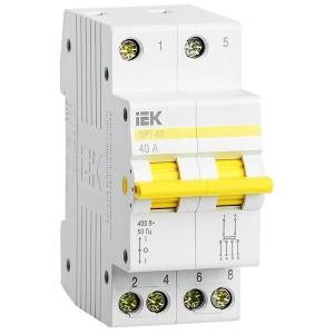 Купить Выключатель-разъединитель трехпозиционный ВРТ-63 2P 40А IEK 2 модуля