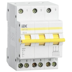 Выключатель-разъединитель трехпозиционный ВРТ-63 3P 40А IEK 3 модуля